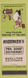 Matchbook Cover - Andersen's Pea Soup Buellton CA #4 OHIO MATCH HALF GREEN