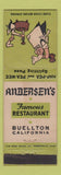 Matchbook Cover - Andersen's Pea Soup Buellton CA #10 HALF GREEN OH WEAR