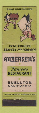 Matchbook Cover - Andersen's Pea Soup Buellton CA #10 HALF GREEN OH WEAR