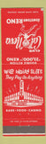 Matchbook Cover - Club Cal Neva Reno NV AMERICAN MATCH #1
