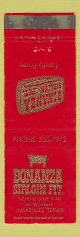 Matchbook Cover - Bonanza Sirloin Pit Amarillo TX WORN