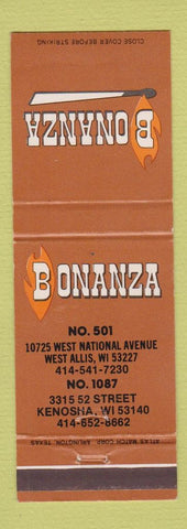 Matchbook Cover - Bonanza Sirloin Pit Kenosha WI West Allis