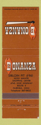 Matchbook Cover - Bonanza Sirloin Pit Fairfield OH