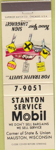 Matchbook Cover - Stanton Mobil oil gas Mauston WI