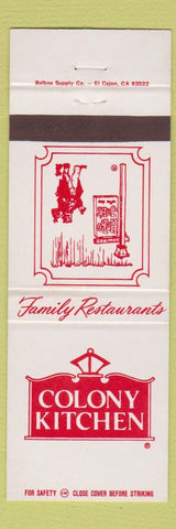 Matchbook Cover - Colony Kitchen  Scottsdale AZ Ventura CA #3 BALBOA SUPPLY
