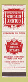 Matchbook Cover - Colony Kitchen #5 DIAMOND LIST OF LOCATIONS BACK