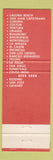 Matchbook Cover - Colony Kitchen #5 DIAMOND LIST OF LOCATIONS BACK