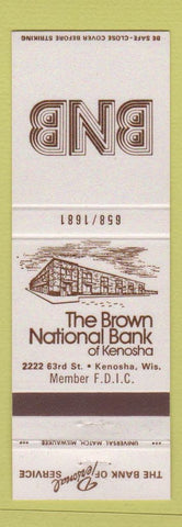 Matchbook Cover - Brown National Bank Kenosha WI #2 NIGHT DEPOSITS