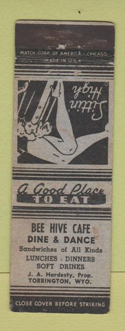 Matchbook Cover - Bee Hive Cafe Torrington WY Girlie WORN