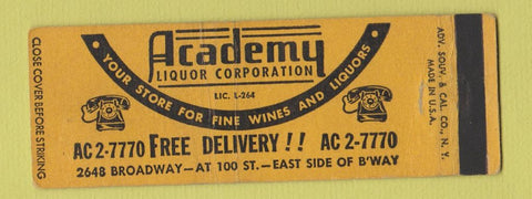 Matchbook Cover - Academy Liquor New York City Full Length