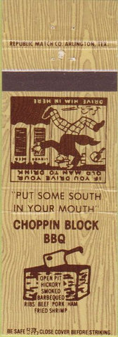 Matchbook Cover - Choppin Block BBQ Fort Myers Beach FL