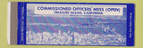 Matchbook Cover - Officers' Mess Treasure Island CA Oakland San Francisco