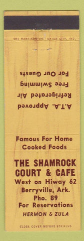 Matchbook Cover - Shamrock Court Cafe Berryville AR low phone #