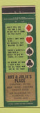 Matchbook Cover - Art & Julia's Place Hotel Hanover PA