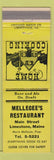 Matchbook Cover - Mellecee's Restaurant Limestone ME