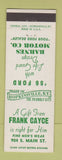 Matchbook Cover - Barnes Motors 1956 Ford Frank Cayce Clothes Hopkinsville KY