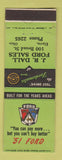 Matchbook Cover - 1951 Ford JR Dall Elyria OH low phone #