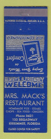 Matchbook Cover - Mrs. Mack's Restaurant Kissimmee FL