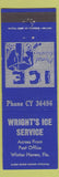Matchbook Cover - Wright's Ice Service Winter Haven FL