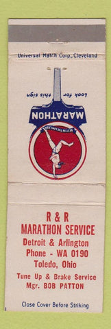 Matchbook Cover - R&R Marathon oil gas Toledo OH WEAR