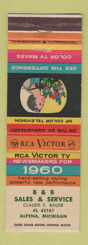 Matchbook Cover - 1960 RCA Victor TV Alpena MI WEAR