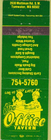 Matchbook Cover - The Office Tavern Tumwater WA