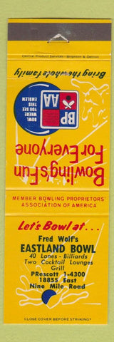 Matchbook Cover - Eastland Bowling billiards Detroit MI
