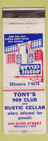 Matchbook Cover - Tony's 909 Club Rustic Cellar Chicago IL