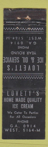 Matchbook Cover - Lovett's Ice Oil  MERCHANTS WORN