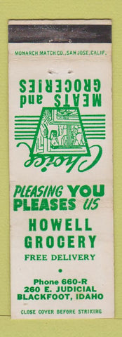 Matchbook Cover - Howell Grocery Blackfoot ID STAINED