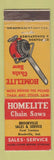 Matchbook Cover - Homelite Chain Saws Brookville IN