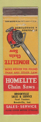 Matchbook Cover - Homelite Chain Saws Brookville IN