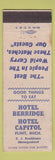 Matchbook Cover - Hotel Berridge Hotel Capitol Flint MI
