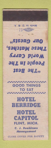 Matchbook Cover - Hotel Berridge Hotel Capitol Flint MI