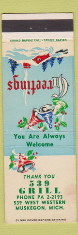 Matchbook Cover - 539 Grill Muskegon MI Christmas