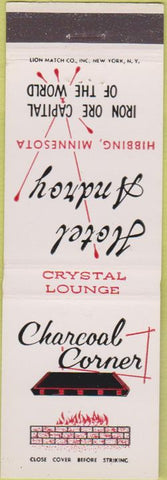 Matchbook Cover - Charcoal Corner Hibbing MN Hotel Androy