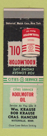 Matchbook Cover - Cities oil gas Waterville MN