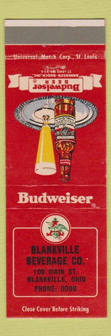 Matchbook Cover - Budweiser Beer Blankville Beverage OH Budweiser Beer