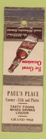 Matchbook Cover - Schlitz Beer Paul's Place WEAR