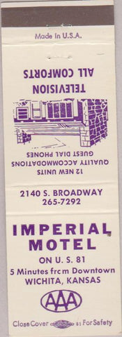 Matchbook Cover - Imperial Motel Wichita KS