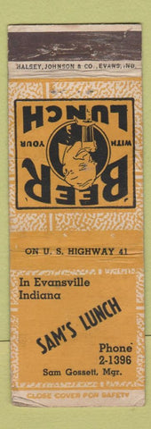 Matchbook Cover - Sam's Lunch Evansville IN WEAR