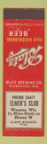 Matchbook Cover - Blatz Beer Milwaukee Elmer's Club Wausau WI