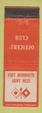 Matchbook Cover - Fort Monmouth Army Mess Officers' Club WEAR