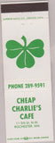 Matchbook Cover - Cheap Charlie's Cafe Rochester MN