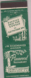 Matchbook Cover - Pinewood Restaurant Myrtle Beach SC