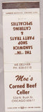 Matchbook Cover - Moe's Corned Beef Celler Chicago IL