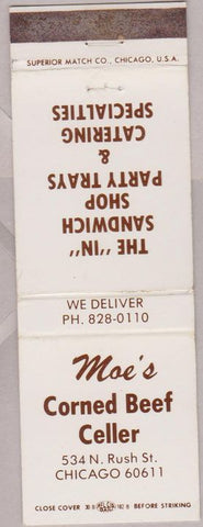 Matchbook Cover - Moe's Corned Beef Celler Chicago IL