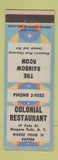 Matchbook Cover - Colonial Restaurant Niagara Falls NY