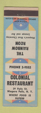 Matchbook Cover - Colonial Restaurant Niagara Falls NY