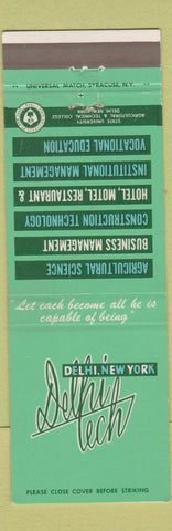 Matchbook Cover - Delhi Tech College Delhi NY